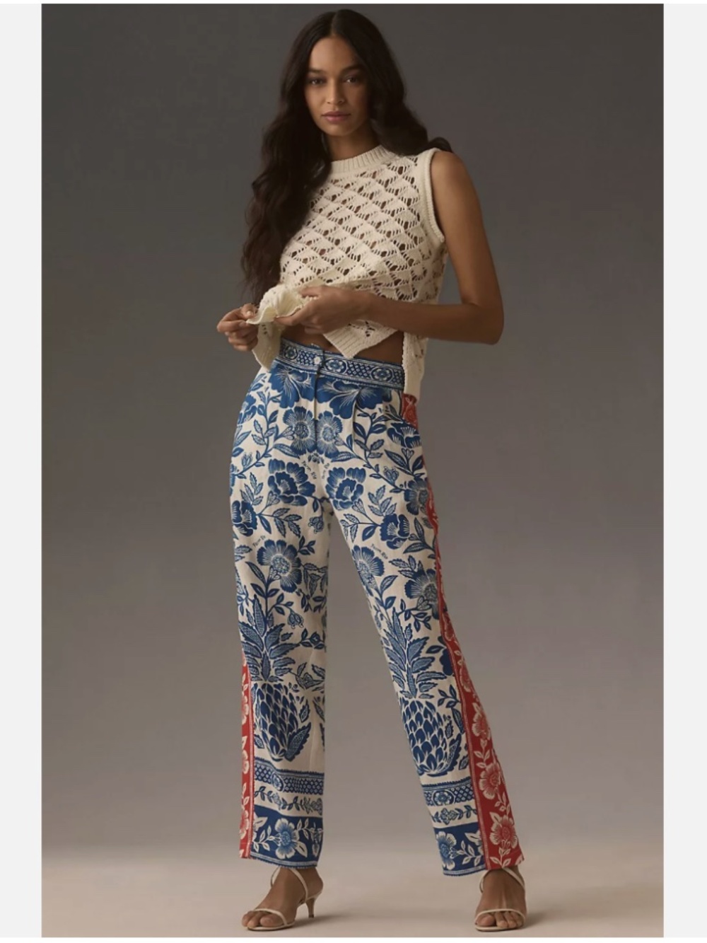 NEW ANTHROPOLOGIE FARM RIO FLORAL LINEN TROUSERS